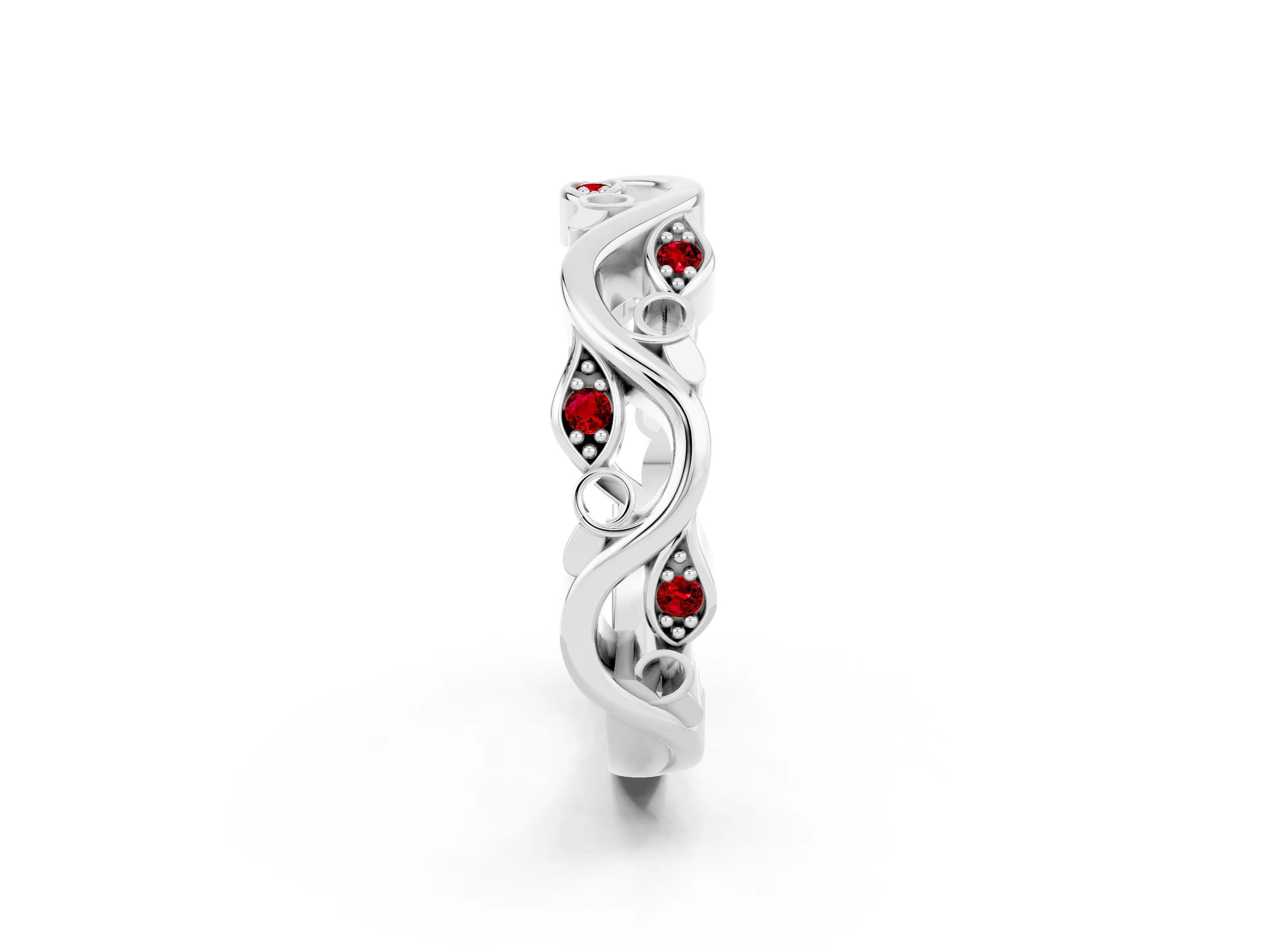 White gold Marquise Ruby Vine Eternity Band with Bezel Setting_20