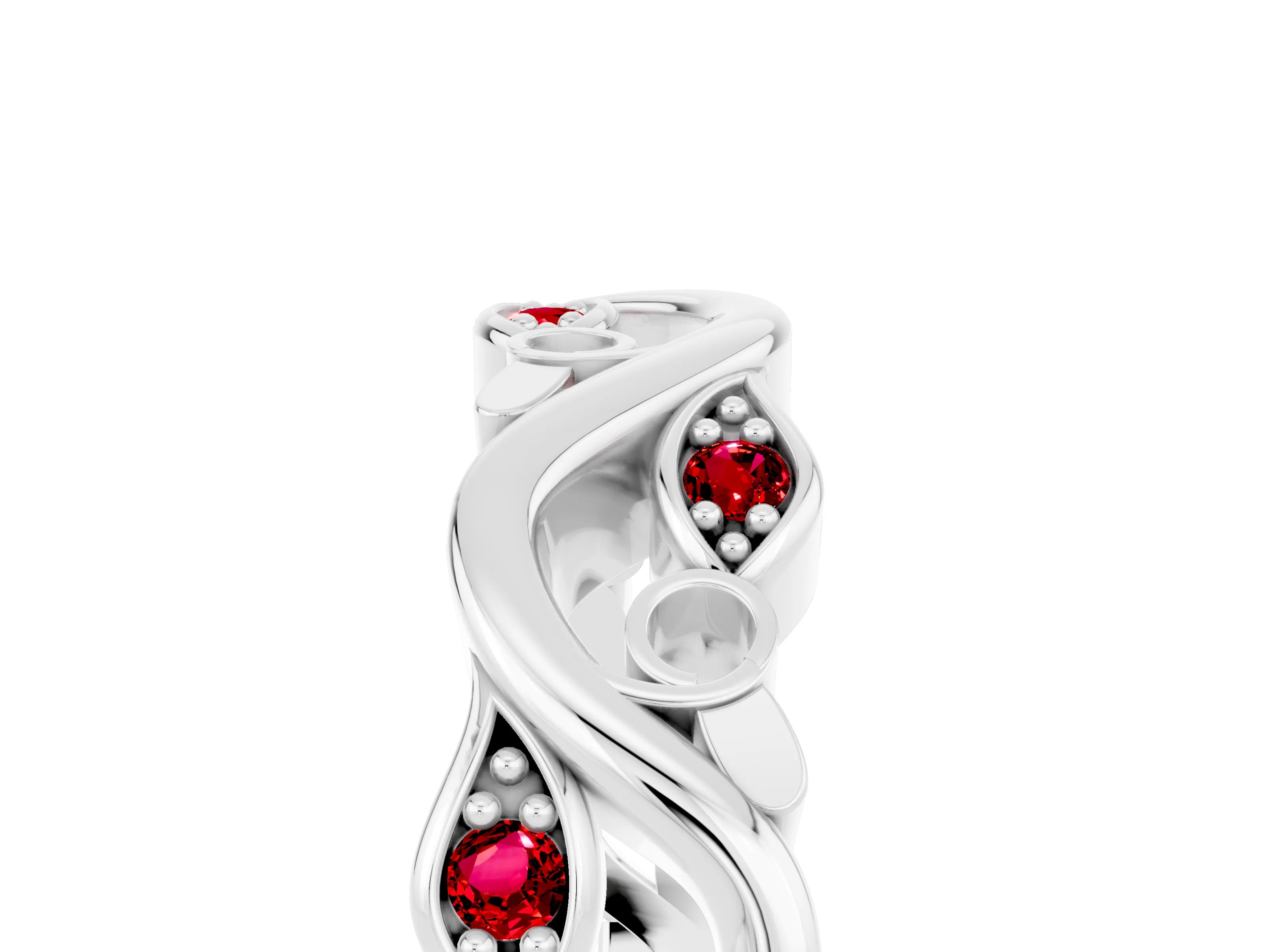 White gold Marquise Ruby Vine Eternity Band with Bezel Setting_23