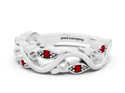 White gold Marquise Ruby Vine Eternity Band with Bezel Setting_30