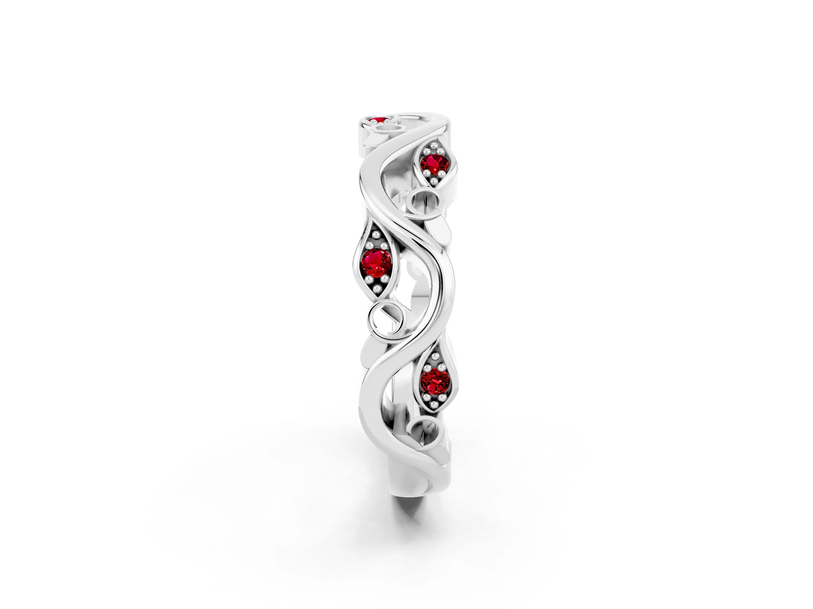White gold Marquise Ruby Vine Eternity Band with Bezel Setting_32