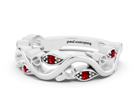 White gold Marquise Ruby Vine Eternity Band with Bezel Setting_42