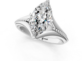 White gold Marquise Solitaire Beaded Band Six-Prong Setting_1