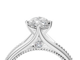 White gold Marquise Solitaire Beaded Band Six-Prong Setting_8