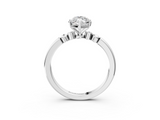 White gold Marquise Solitaire Beaded Band with Four-Prong Setting_105