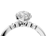 White gold Marquise Solitaire Beaded Band with Four-Prong Setting_113