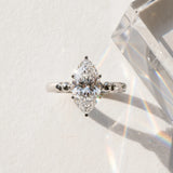 White gold Marquise Solitaire Beaded Band with Four-Prong Setting_16