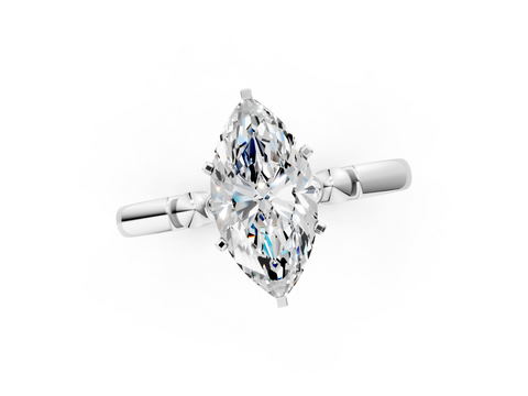 White gold Marquise Solitaire Beaded Band with Four-Prong Setting_52