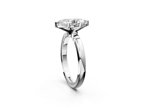 White gold Marquise Solitaire Beaded Band with Four-Prong Setting_54