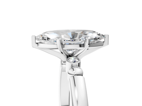 White gold Marquise Solitaire Beaded Band with Four-Prong Setting_57