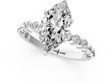 White gold Marquise Solitaire Bezel Accent Diamond Engagement Ring with Beaded Band and Four-Prong Setting_65