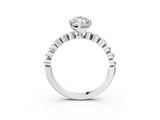 White gold Marquise Solitaire Bezel Accent Diamond Engagement Ring with Beaded Band and Four-Prong Setting_67