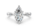 White gold Marquise Solitaire Bezel-Set Diamond Ring with Beaded Band and Four-Prong Setting_52