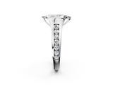 White gold Marquise Solitaire Bezel-Set Diamond Ring with Channel-Set Band_111