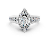 White gold Marquise Solitaire Bezel-Set Diamond Ring with Channel-Set Band_112