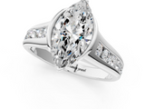 White gold Marquise Solitaire Bezel-Set Diamond Ring with Channel-Set Band_113