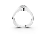 White gold Marquise Solitaire Bezel Set Diamond Ring with Wide Band_6