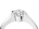 White gold Marquise Solitaire Bezel Set Diamond Ring with Wide Band_7