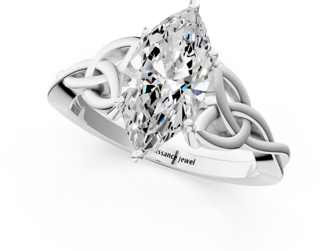 White gold Marquise Solitaire Celtic Knot Engagement Ring with Four-Prong Setting_88