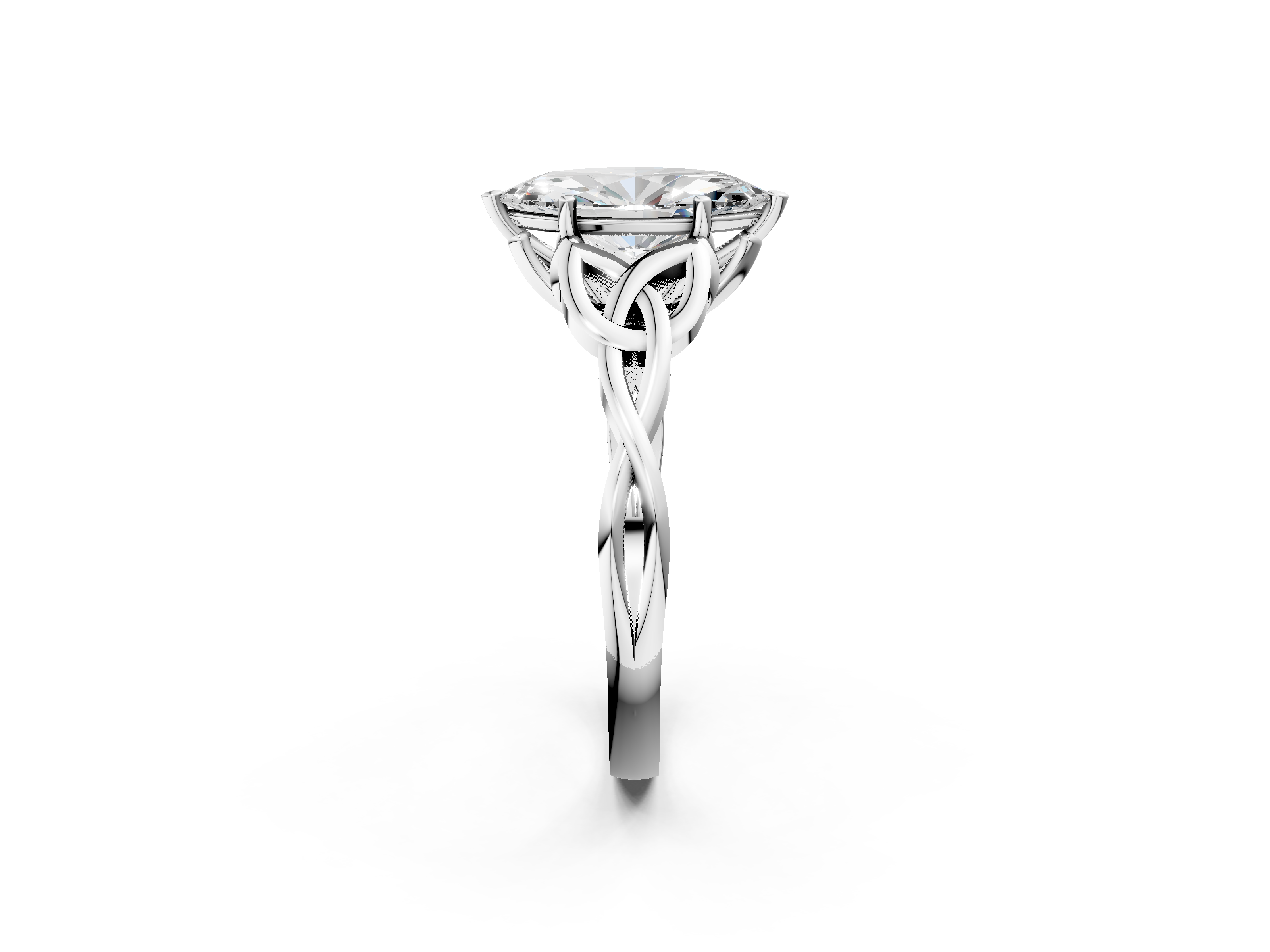 White gold Marquise Solitaire Celtic Knot Engagement Ring with Four-Prong Setting_89