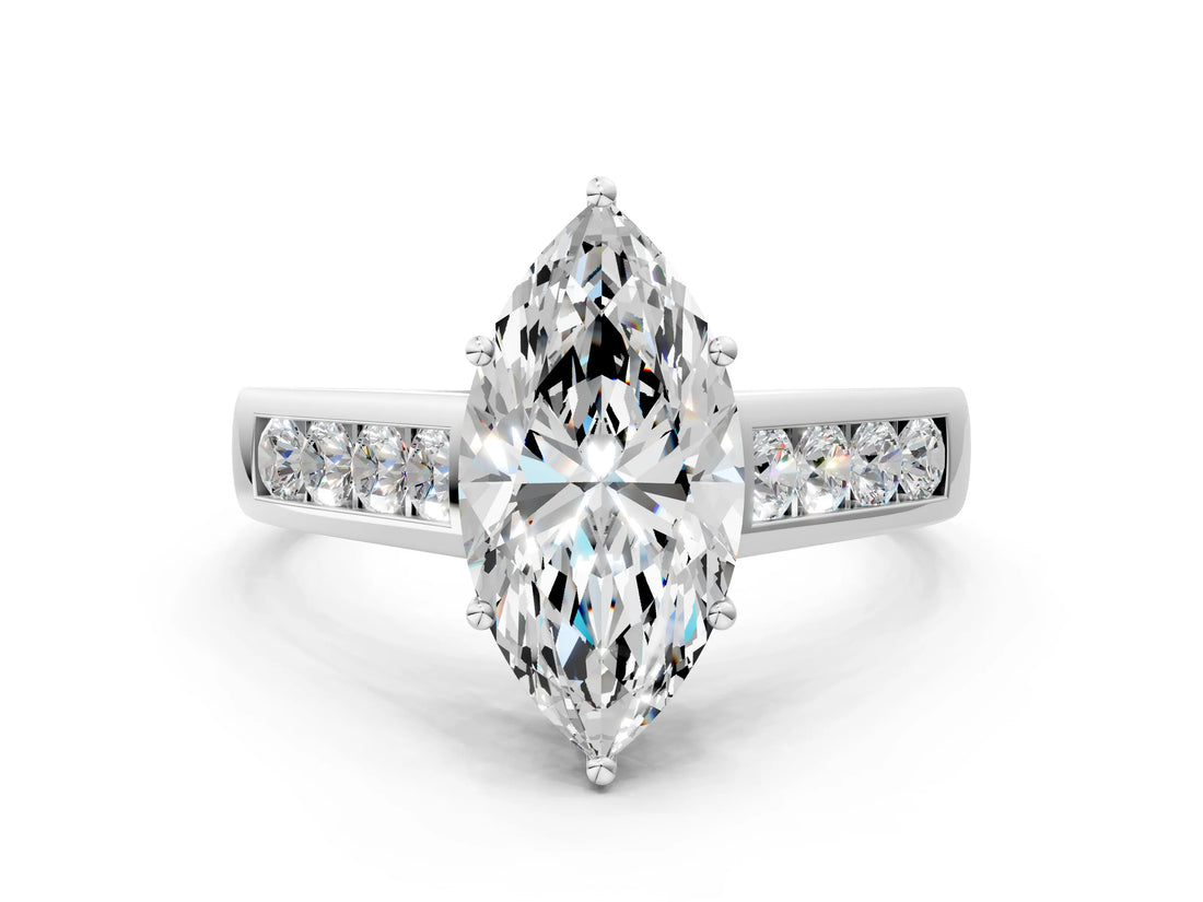 White gold Marquise Solitaire Channel-Set Diamond Engagement Ring with Four-Prong Setting_32