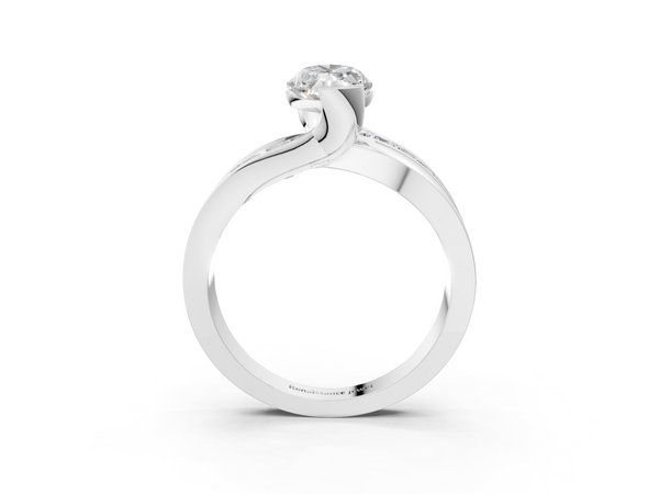 White gold Marquise Solitaire Channel-Set Split Shank Ring with Tension Prong Setting