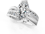 White gold Marquise Solitaire Channel-Set Split Shank Ring with Tension Prong Setting_19