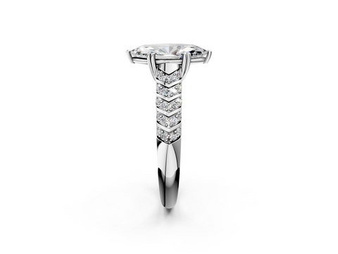 White gold Marquise Solitaire Chevron Pave Diamond Engagement Ring with Six-Prong Setting_5