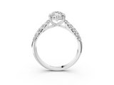 White gold Marquise Solitaire Chevron Pave Diamond Engagement Ring with Six-Prong Setting_6