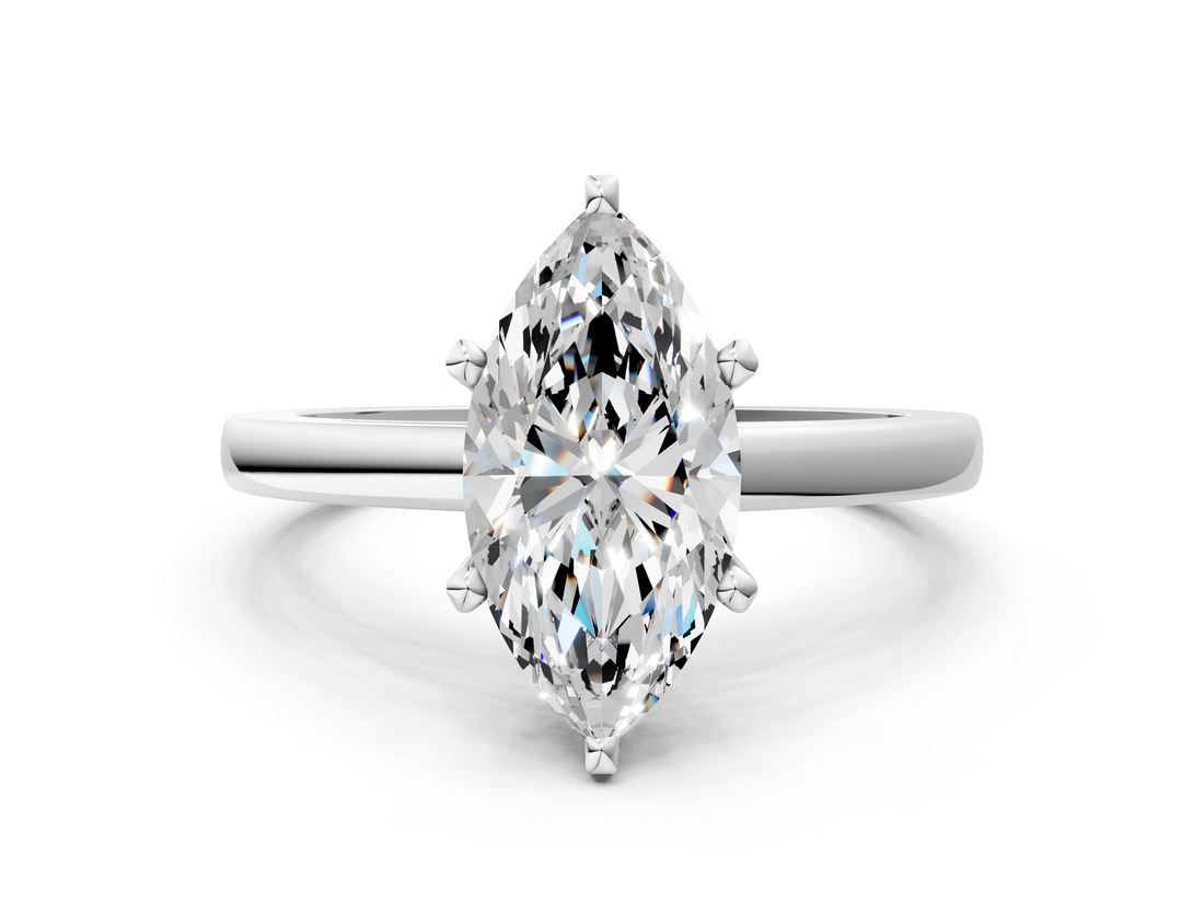 White gold Marquise Solitaire Diamond Engagement Ring with Four-Prong Setting on a Classic Band_23