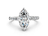 White gold Marquise Solitaire Diamond Engagement Ring with Pavé Band and Six-Prong Setting_56