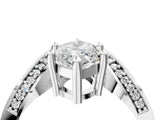 White gold Marquise Solitaire Diamond Engagement Ring with Pave Band and Four-Prong Setting 4