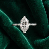 White gold Marquise Solitaire Diamond Engagement Ring with Pave Band and Six-Prong Setting_15