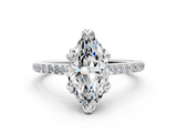 White gold Marquise Solitaire Diamond Engagement Ring with Pave Band and Six-Prong Setting_82
