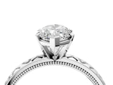 White gold Marquise Solitaire Diamond Engagement Ring with XO Engraved Band and Four-Prong Setting 4