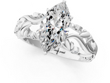 White gold Marquise Solitaire Diamond Leaf Vine Band with Prong Setting_61