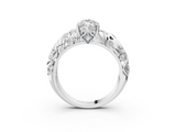 White gold Marquise Solitaire Diamond Leaf Vine Band with Prong Setting_63