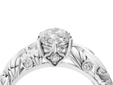 White gold Marquise Solitaire Diamond Leaf Vine Band with Prong Setting_64