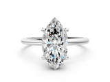 White gold Marquise Solitaire Diamond Ring with 4-Prong Setting on a Classic Band_3