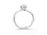 White gold Marquise Solitaire Diamond Ring with Bamboo Band and Four-Prong Setting_78