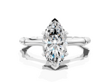 White gold Marquise Solitaire Diamond Ring with Bamboo Band and Four-Prong Setting_80