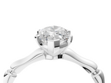 White gold Marquise Solitaire Diamond Ring with Bamboo Band and Four-Prong Setting_84