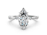 White gold Marquise Solitaire Diamond Ring with Bezel Set Side Stones and Prong Setting_24