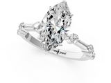 White gold Marquise Solitaire Diamond Ring with Bezel Set Side Stones and Prong Setting_25