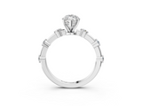 White gold Marquise Solitaire Diamond Ring with Bezel Set Side Stones and Prong Setting_27