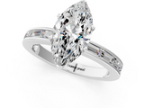 White gold Marquise Solitaire Diamond Ring with Channel-Set Baguette Band and Four-Prong Setting_91