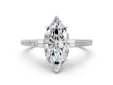 White gold Marquise Solitaire Diamond Ring with Channel Set Band and Bezel Prong Setting_56