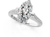 White gold Marquise Solitaire Diamond Ring with Channel Set Band and Bezel Prong Setting_57
