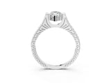 White gold Marquise Solitaire Diamond Ring with Channel Set Band and Bezel Prong Setting_59