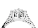 White gold Marquise Solitaire Diamond Ring with Channel Set Band and Bezel Prong Setting_60