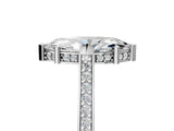 White gold Marquise Solitaire Diamond Ring with Channel Set Band and Bezel Prong Setting_61